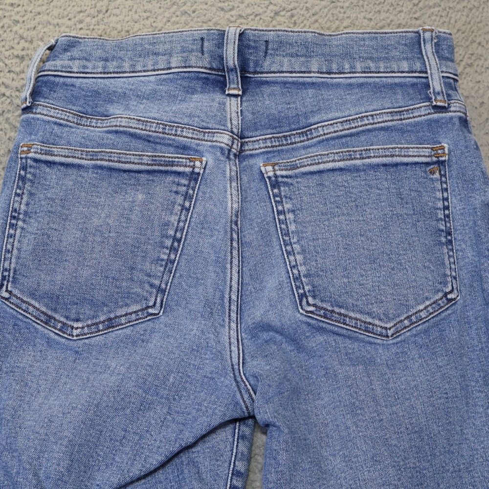 Madewell Mid-Rise Kick Out Jeans Blue Raw Hem Cropped Flare Denim 27 - Picture 9 of 11